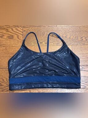 Zyia Active Women's Blue Shimmery Twilight Luxe Sports Bra Size XL EUC